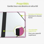 ACROPAQ Carton à dessin A3  A4- 34 x 452 cm- 2 Fermetures élastiques- Dos Extensible- Carton Renforcé- Ecologique FSC- Rose