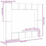 vidaXL Meuble TV 8 Pièces Marron 221 x 30 x 180 cm Bois d'ingénierie