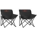 vidaXL Chaise de camping avec poche pliable lot de 2 noir