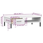 vidaXL Table basse avec pieds en métal Blanc Bois pin massif OSLO