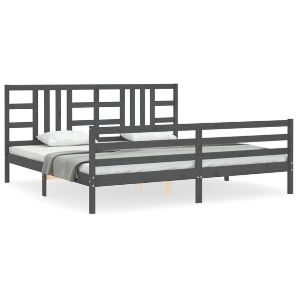 vidaXL Cadre de lit sans matelas gris 200x200 cm bois massif