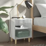 vidaXL Tables de chevet pieds en bois 2 Pièces Blanc brillant 40x30x50 cm