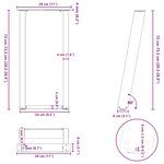 vidaXL Pieds de table console en U  2 pièces  acier naturel  28 x (72-73) cm