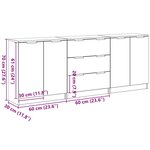 vidaXL 3 Pièces Meubles de Rangement Chêne Noir en Bois Ingénierie