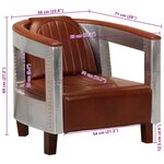vidaXL Fauteuil en style d'aviation marron cuir véritable