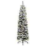 vidaXL Sapin de Noël mince pré-éclairé flocon de neige vert 210 cm PVC
