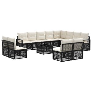 vidaXL Ensemble de canapé de jardin 13 pc Noir polyrotin