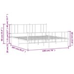 vidaXL Cadre de lit métal sans matelas et pied de lit blanc 193x203 cm