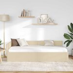vidaXL Cadre de lit d'angle avec tête de lit Crème 90 x 190 cm