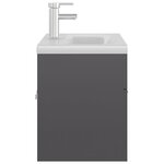 vidaXL Armoire d'évier avec lavabo intégré Gris brillant Aggloméré