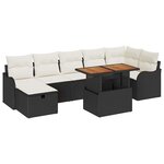 vidaXL Ensemble de canapé de jardin avec coussin 8 Pièces Noir Poly rotin