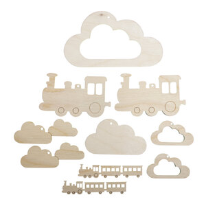 Pend.bois p.mobile Petit train FSCMixCre  nature  10 pièces 6 - 14cm  1 Set