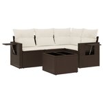 vidaXL Salon de jardin avec coussins 5 Pièces marron résine tressée