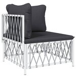 Salon de jardin meuble d'extérieur ensemble de mobilier 8 pièces avec coussins blanc acier 02_0017477