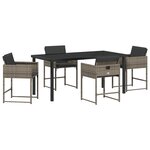 vidaXL Ensemble de salle à manger jardin 5 pièces avec coussins gris poly rattan