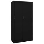Armoire de bureau moderne avec porte coulissante 90 x 40 x 180 cm capacité de charge élevée en acier noir 02_0046820