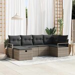 vidaXL Ensemble de canapé de jardin avec coussin 6 Pièces Gris Poly rotin