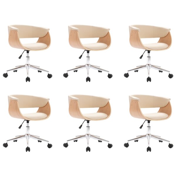 vidaXL Chaises pivotantes à manger lot de 6 crème similicuir