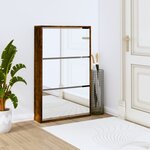 vidaXL Armoire à chaussures miroir 3 niveaux Chêne fumé 63x17x102 5 cm
