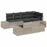 vidaXL Ensemble de canapé de jardin avec coussin 7 Pièces Gris clair