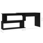vidaXL Bureau d'angle Noir 200x50x76 cm Bois d’ingénierie