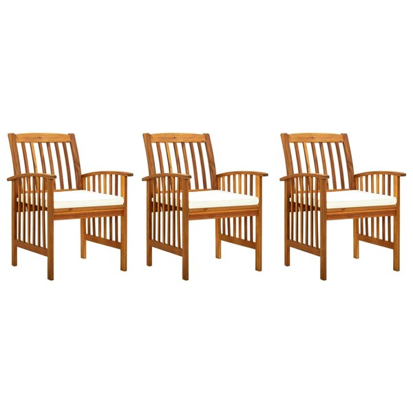 vidaXL Chaises à manger de jardin lot de 3 et coussins Bois d'acacia