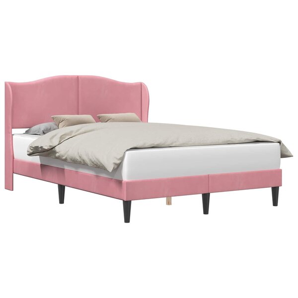vidaXL Cadre de lit avec tête de lit Rose 120 x 190 cm Velours