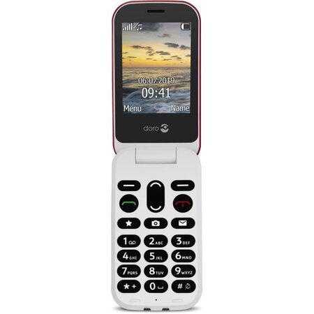 Téléphone doro 6040 - téléphone mobile à clapet pour senior - large  afficheur - touche d'assistance avec géolocalisation gps - rouge et blanc -  La Poste