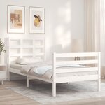 vidaXL Cadre de lit avec tête de lit blanc simple bois massif