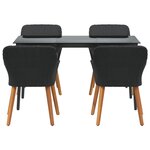 vidaXL Ensemble de salle à manger pour jardin 5 Pièces Noir polyrotin