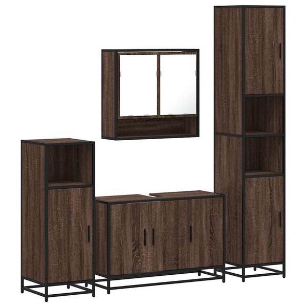 vidaXL Ensemble de meubles de salle de bain 4 Pièces chêne marron