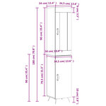 vidaXL Buffet haut Blanc brillant 34 5x34x180 cm Bois d'ingénierie