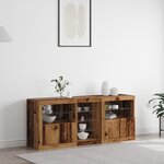 vidaXL Buffet avec éclairage LED Bois ancien 162x37x67 cm Bois reconstitué