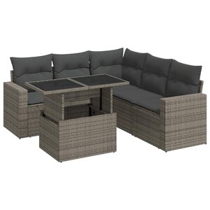 vidaXL Salon de jardin 6 Pièces avec coussins gris résine tressée