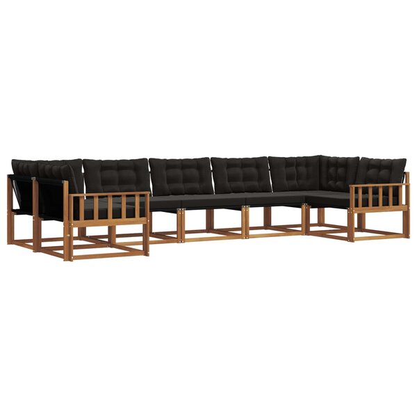 vidaXL Ensemble de canapés d'extérieur 7 Pièces Naturel et Noir