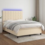 vidaXL Sommier à lattes de lit et matelas et LED Crème 140x190cm Tissu