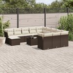 vidaXL Salon de jardin avec coussins 13 Pièces marron résine tressée