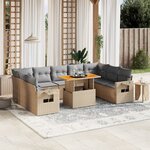 vidaXL Salon de jardin avec coussins 10 Pièces beige résine tressée