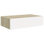 vidaXL Étagère murale à tiroirs en chêne et blanc 40 x 23 5 x 10 cm MDF
