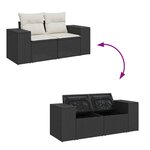 vidaXL Salon de jardin 8 Pièces avec coussins noir résine tressée