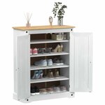 vidaXL Cabinet à chaussures Blanc 86 x 38 5 x 108 cm Pin massif