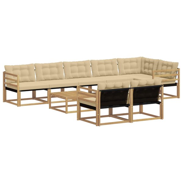 vidaXL Ensemble de canapés d'extérieur 9 pc Blanc et Beige