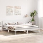 vidaXL Cadre de lit en bois de pin blanc Blanc Bois massif King size