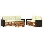 vidaXL Ensembles de canapés avec coussin 6 Pièces Bois d'Acacia Massif