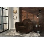 IKAINEN Fauteuil club en tissu Marron - Vintage - L 89 x P 81 x H 75 cm