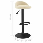 vidaXL Tabouret de bar Crème Velours