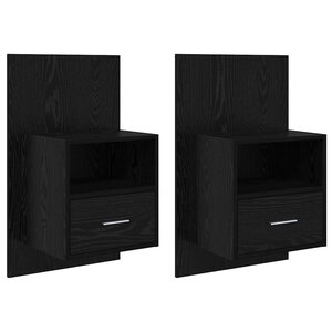 vidaXL Cabinet de chevet avec tiroir 2 Pièces Chêne noir 50 x 32.5 x 80cm