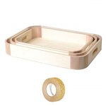 3 plateaux en bois à customiser + masking tape doré à paillettes 5 m