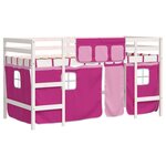 vidaXL Lit mezzanine enfants avec rideaux sans matelas rose 80x200cm