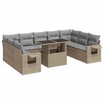 vidaXL Salon de jardin avec coussins 10 Pièces beige résine tressée